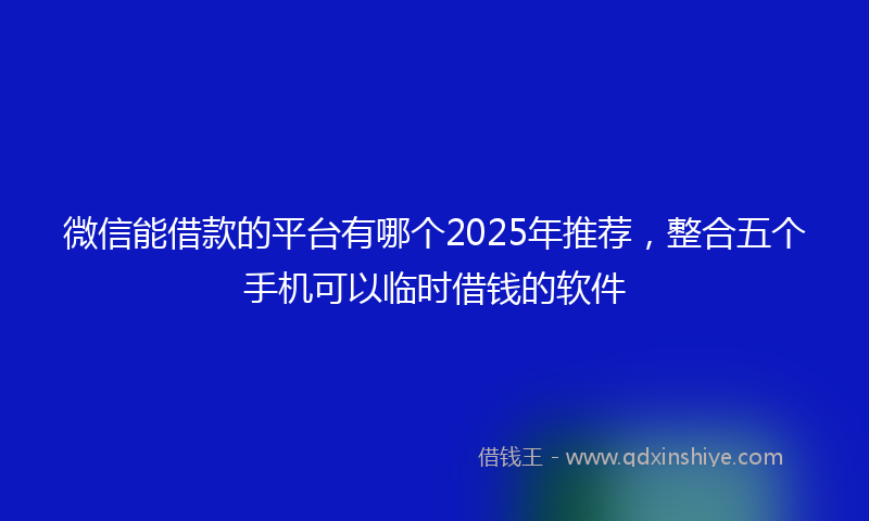 微信能借款的平台有哪个2025年推荐，整合五个手机可以临时借钱的软件