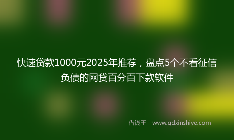 快速贷款1000元2025年推荐，盘点5个不看征信负债的网贷百分百下款软件