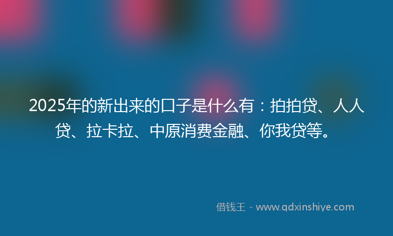 2025年的新出来的口子是什么有：拍拍贷、人人贷、拉卡拉、中原消费金融、你我贷等。