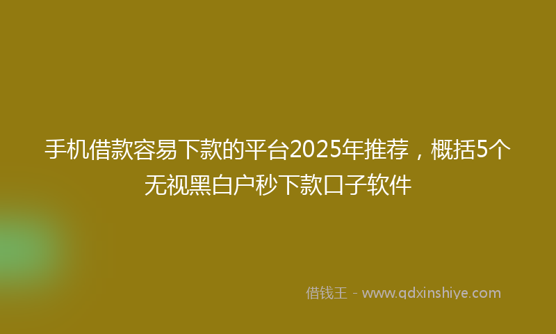 手机借款容易下款的平台2025年推荐，概括5个无视黑白户秒下款口子软件