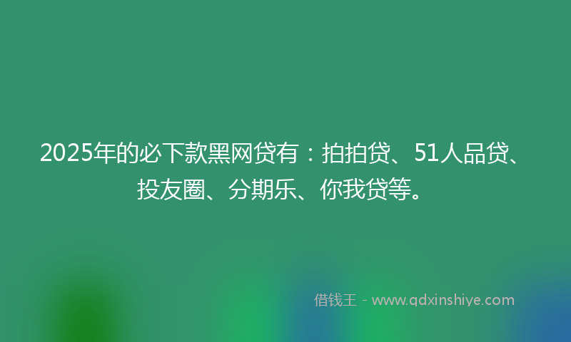 2025年的必下款黑网贷有：拍拍贷、51人品贷、投友圈、分期乐、你我贷等。
