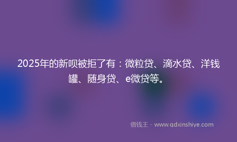 2025年的新呗被拒了有：微粒贷、滴水贷、洋钱罐、随身贷、e微贷等。