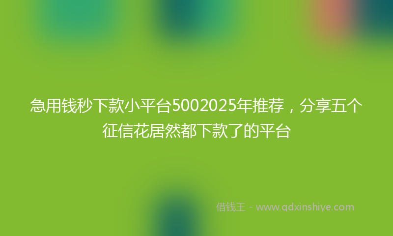 急用钱秒下款小平台5002025年推荐，分享五个征信花居然都下款了的平台