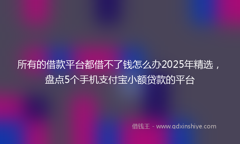 所有的借款平台都借不了钱怎么办2025年精选，盘点5个手机支付宝小额贷款的平台