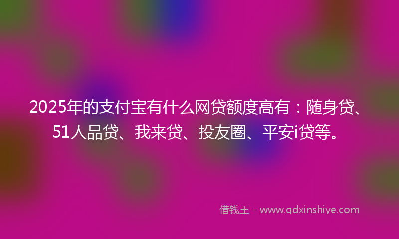 2025年的支付宝有什么网贷额度高有：随身贷、51人品贷、我来贷、投友圈、平安i贷等。