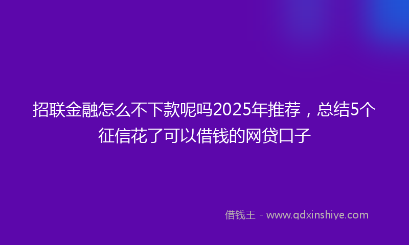 招联金融怎么不下款呢吗2025年推荐，总结5个征信花了可以借钱的网贷口子