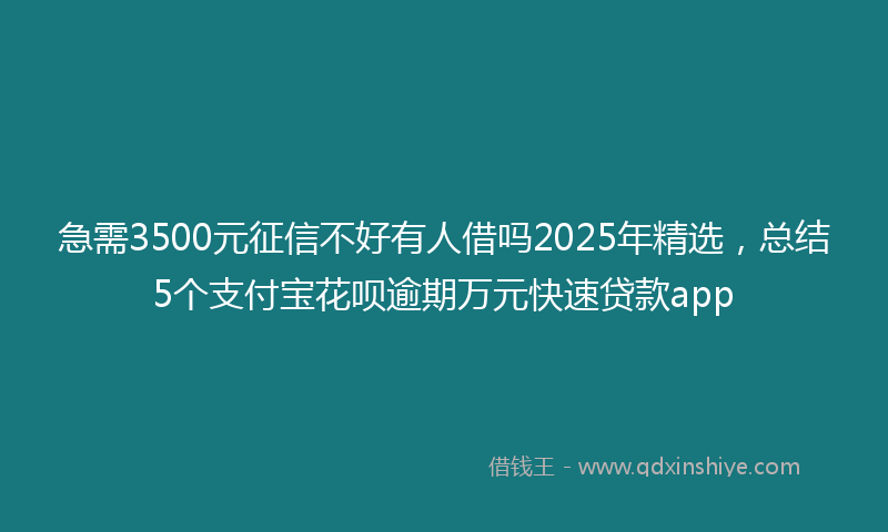 急需3500元征信不好有人借吗2025年精选，总结5个支付宝花呗逾期万元快速贷款app