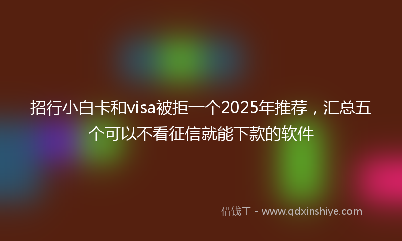 招行小白卡和visa被拒一个2025年推荐，汇总五个可以不看征信就能下款的软件