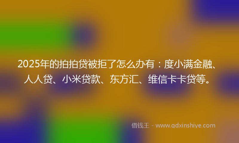 2025年的拍拍贷被拒了怎么办有：度小满金融、人人贷、小米贷款、东方汇、维信卡卡贷等。