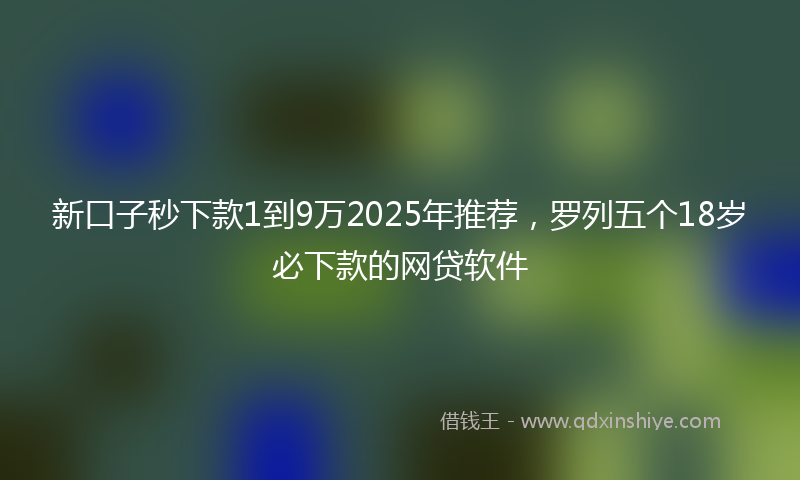新口子秒下款1到9万2025年推荐，罗列五个18岁必下款的网贷软件