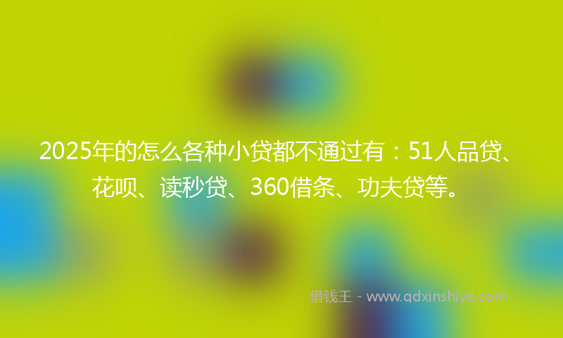2025年的怎么各种小贷都不通过有：51人品贷、花呗、读秒贷、360借条、功夫贷等。
