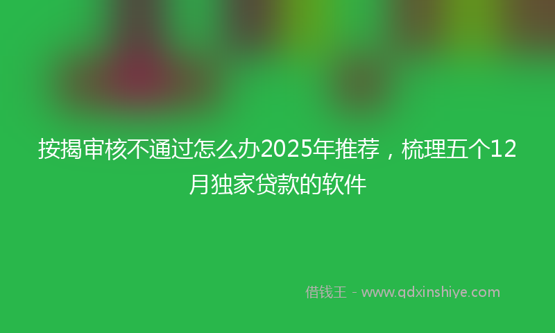 按揭审核不通过怎么办2025年推荐，梳理五个12月独家贷款的软件