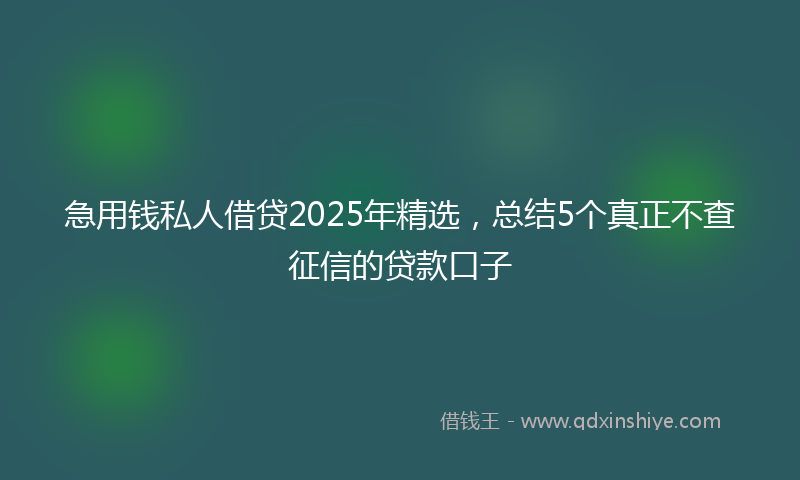 急用钱私人借贷2025年精选，总结5个真正不查征信的贷款口子