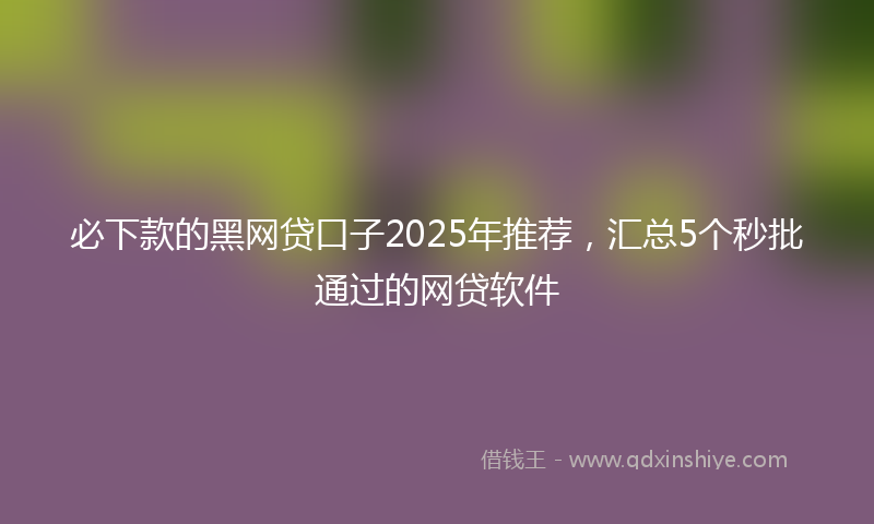 必下款的黑网贷口子2025年推荐，汇总5个秒批通过的网贷软件