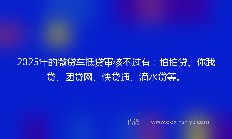 2025年的微贷车抵贷审核不过有：拍拍贷、你我贷、团贷网、快贷通、滴水贷等。