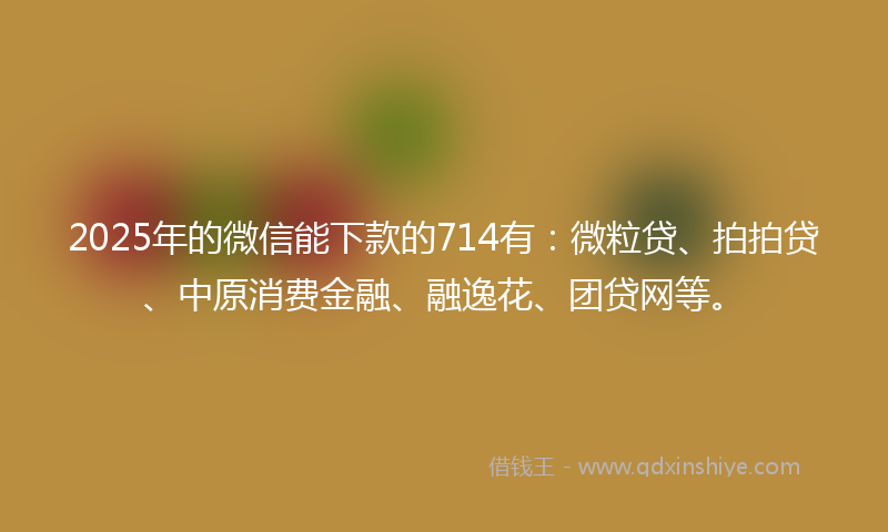 2025年的微信能下款的714有：微粒贷、拍拍贷、中原消费金融、融逸花、团贷网等。
