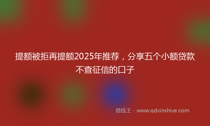 提额被拒再提额2025年推荐，分享五个小额贷款不查征信的口子