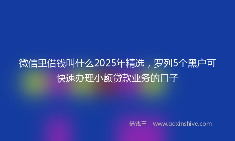 微信里借钱叫什么2025年精选，罗列5个黑户可快速办理小额贷款业务的口子