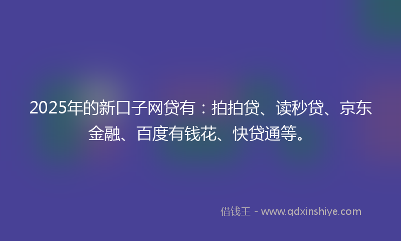 2025年的新口子网贷有：拍拍贷、读秒贷、京东金融、百度有钱花、快贷通等。
