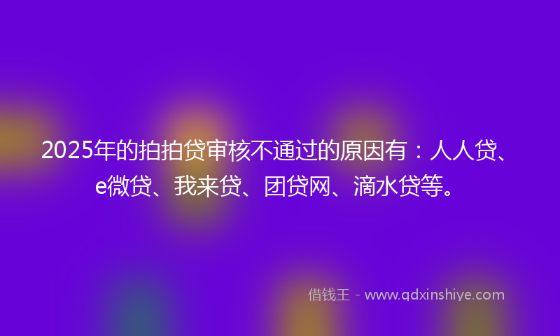 2025年的拍拍贷审核不通过的原因有：人人贷、e微贷、我来贷、团贷网、滴水贷等。