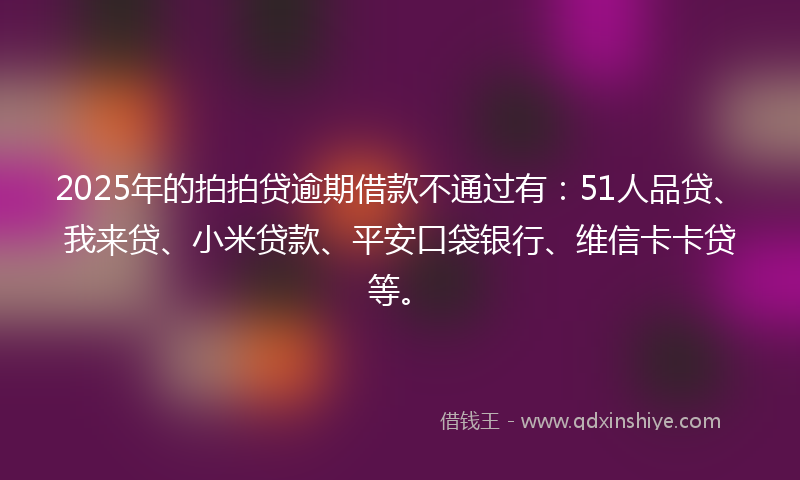 2025年的拍拍贷逾期借款不通过有：51人品贷、我来贷、小米贷款、平安口袋银行、维信卡卡贷等。