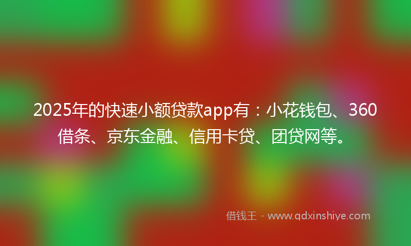 2025年的快速小额贷款app有：小花钱包、360借条、京东金融、信用卡贷、团贷网等。