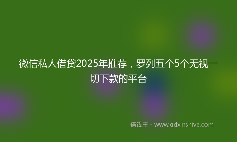 微信私人借贷2025年推荐，罗列五个5个无视一切下款的平台