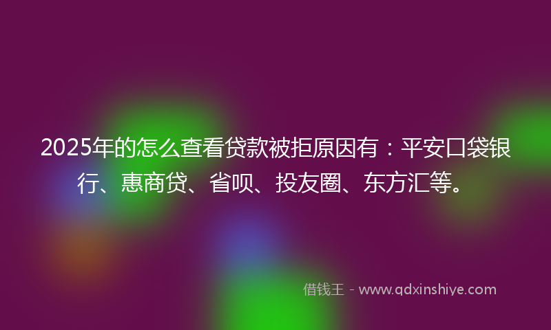 2025年的怎么查看贷款被拒原因有：平安口袋银行、惠商贷、省呗、投友圈、东方汇等。