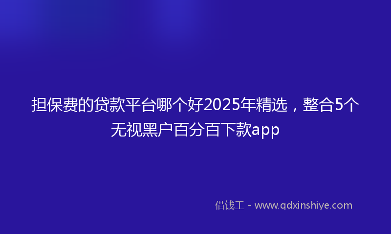 担保费的贷款平台哪个好2025年精选，整合5个无视黑户百分百下款app