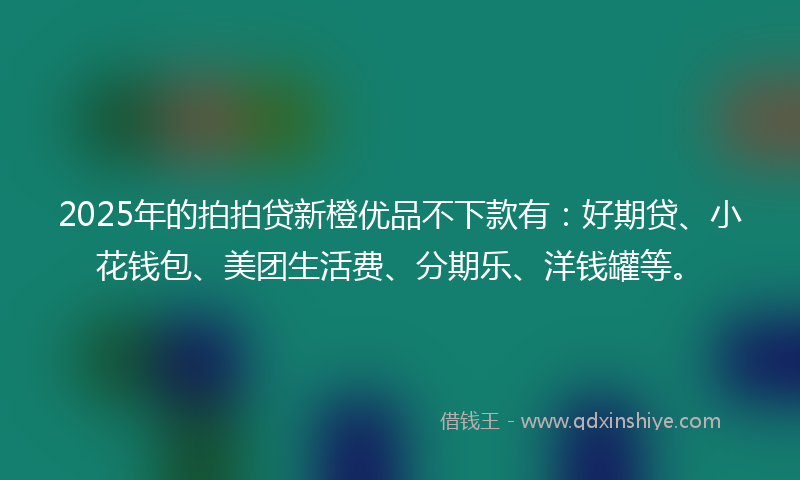 2025年的拍拍贷新橙优品不下款有：好期贷、小花钱包、美团生活费、分期乐、洋钱罐等。