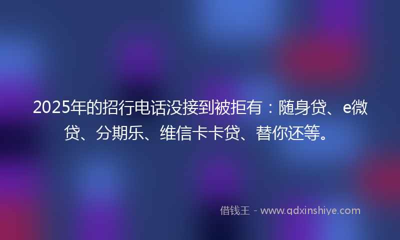 2025年的招行电话没接到被拒有：随身贷、e微贷、分期乐、维信卡卡贷、替你还等。
