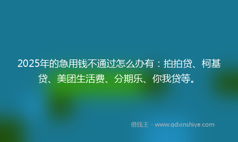 2025年的急用钱不通过怎么办有：拍拍贷、柯基贷、美团生活费、分期乐、你我贷等。