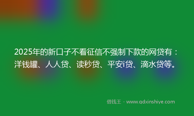 2025年的新口子不看征信不强制下款的网贷有：洋钱罐、人人贷、读秒贷、平安i贷、滴水贷等。