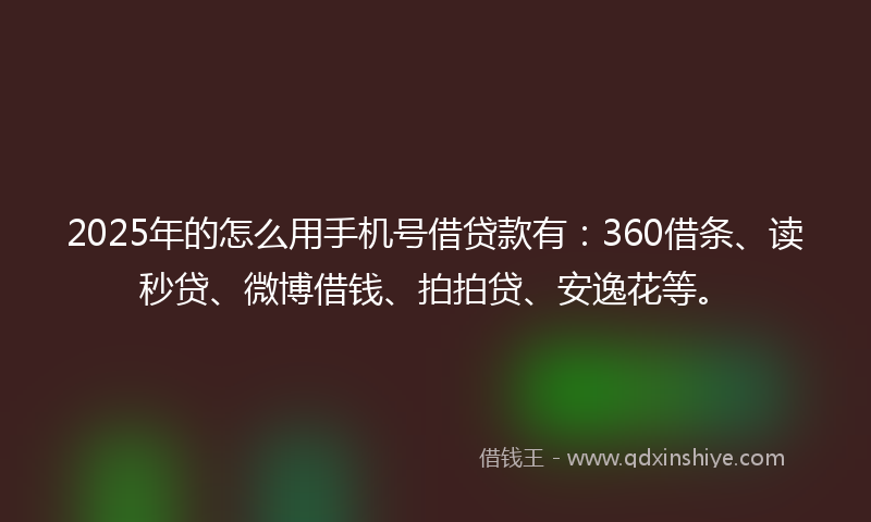 2025年的怎么用手机号借贷款有：360借条、读秒贷、微博借钱、拍拍贷、安逸花等。
