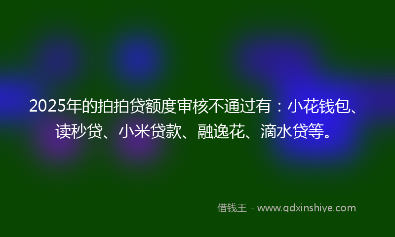 2025年的拍拍贷额度审核不通过有：小花钱包、读秒贷、小米贷款、融逸花、滴水贷等。
