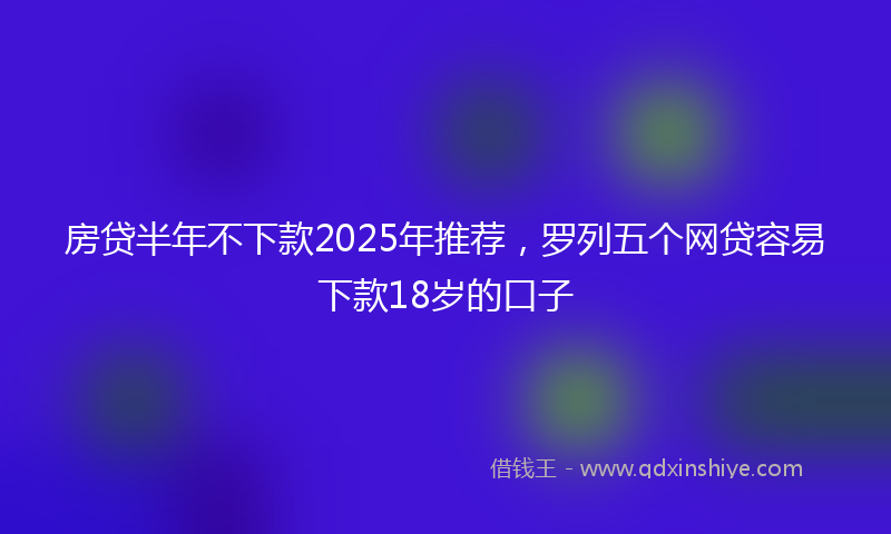 房贷半年不下款2025年推荐，罗列五个网贷容易下款18岁的口子