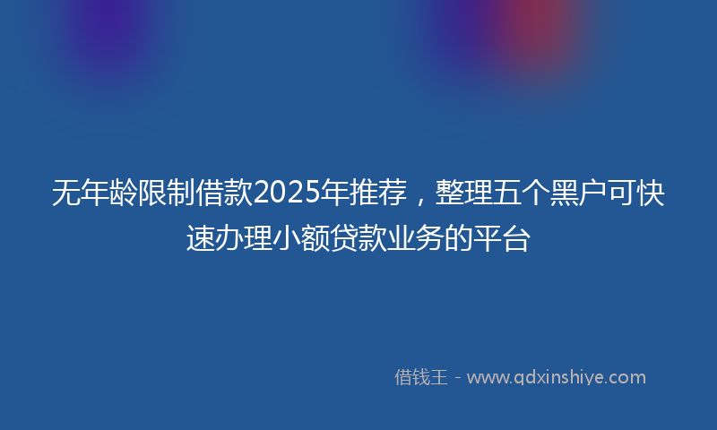 无年龄限制借款2025年推荐，整理五个黑户可快速办理小额贷款业务的平台