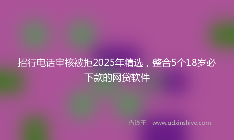 招行电话审核被拒2025年精选，整合5个18岁必下款的网贷软件