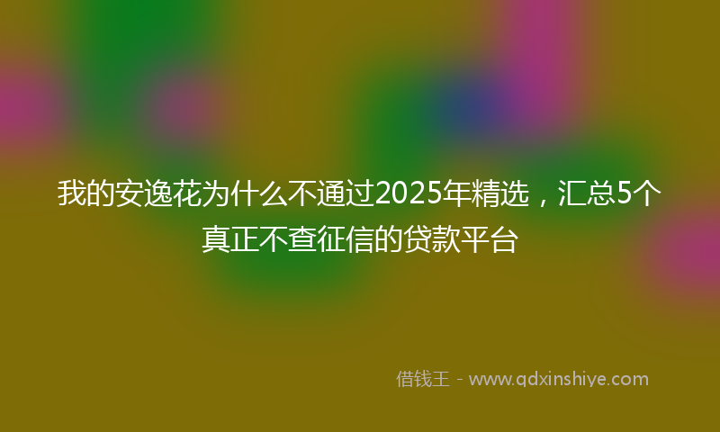 我的安逸花为什么不通过2025年精选，汇总5个真正不查征信的贷款平台