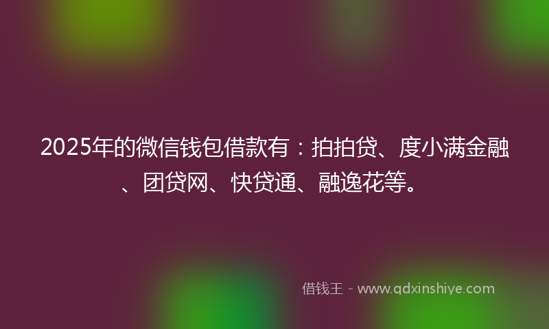 2025年的微信钱包借款有：拍拍贷、度小满金融、团贷网、快贷通、融逸花等。