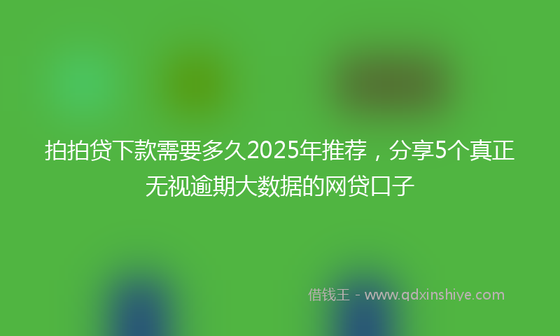 拍拍贷下款需要多久2025年推荐，分享5个真正无视逾期大数据的网贷口子