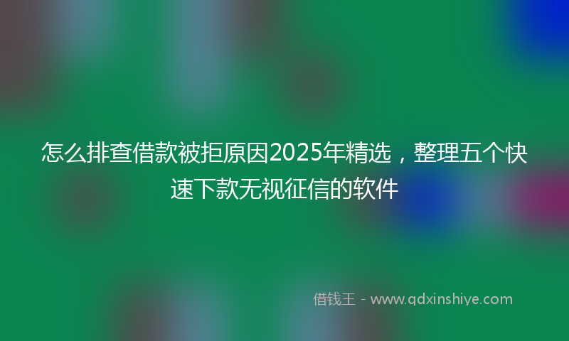 怎么排查借款被拒原因2025年精选，整理五个快速下款无视征信的软件