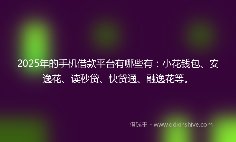 2025年的手机借款平台有哪些有：小花钱包、安逸花、读秒贷、快贷通、融逸花等。