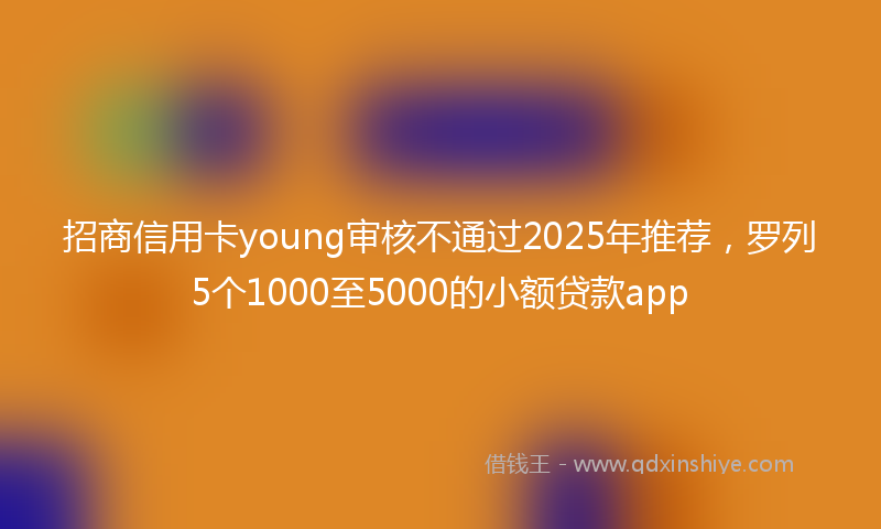 招商信用卡young审核不通过2025年推荐，罗列5个1000至5000的小额贷款app