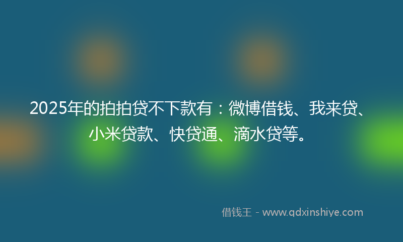 2025年的拍拍贷不下款有：微博借钱、我来贷、小米贷款、快贷通、滴水贷等。
