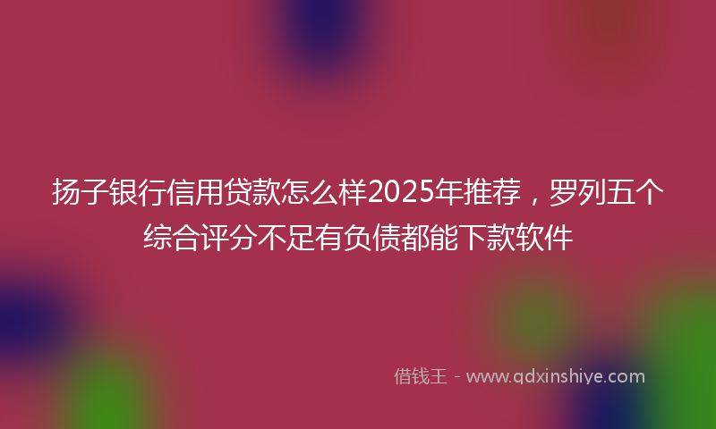 扬子银行信用贷款怎么样2025年推荐，罗列五个综合评分不足有负债都能下款软件