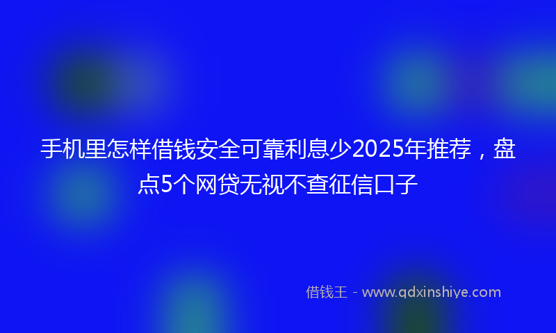 手机里怎样借钱安全可靠利息少2025年推荐，盘点5个网贷无视不查征信口子