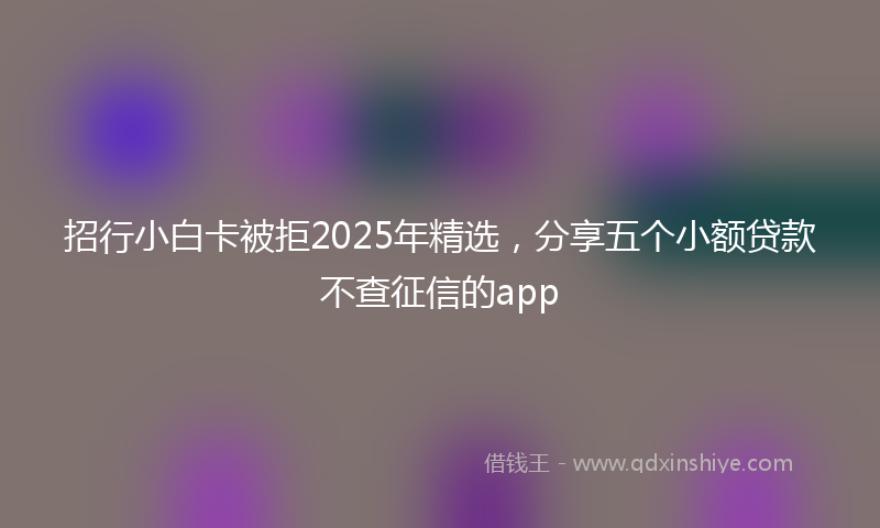 招行小白卡被拒2025年精选，分享五个小额贷款不查征信的app