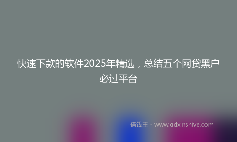 快速下款的软件2025年精选，总结五个网贷黑户必过平台