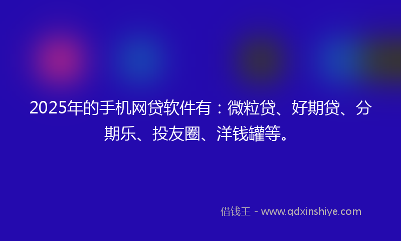2025年的手机网贷软件有：微粒贷、好期贷、分期乐、投友圈、洋钱罐等。